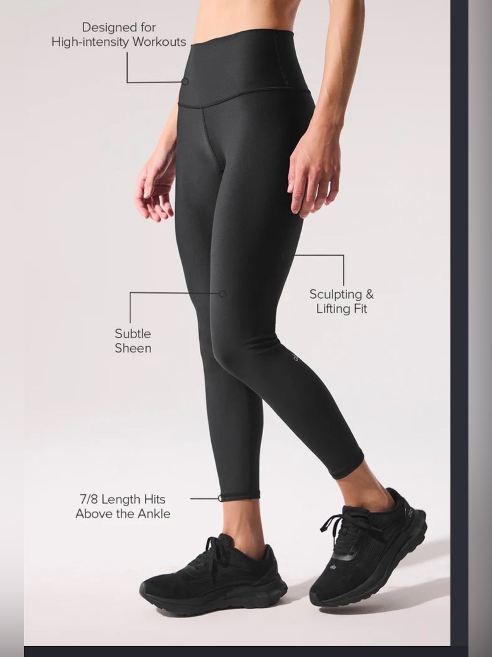Alo Yoga 7/8 High Waist Airlift Leggings Black Size S 25” Inseam